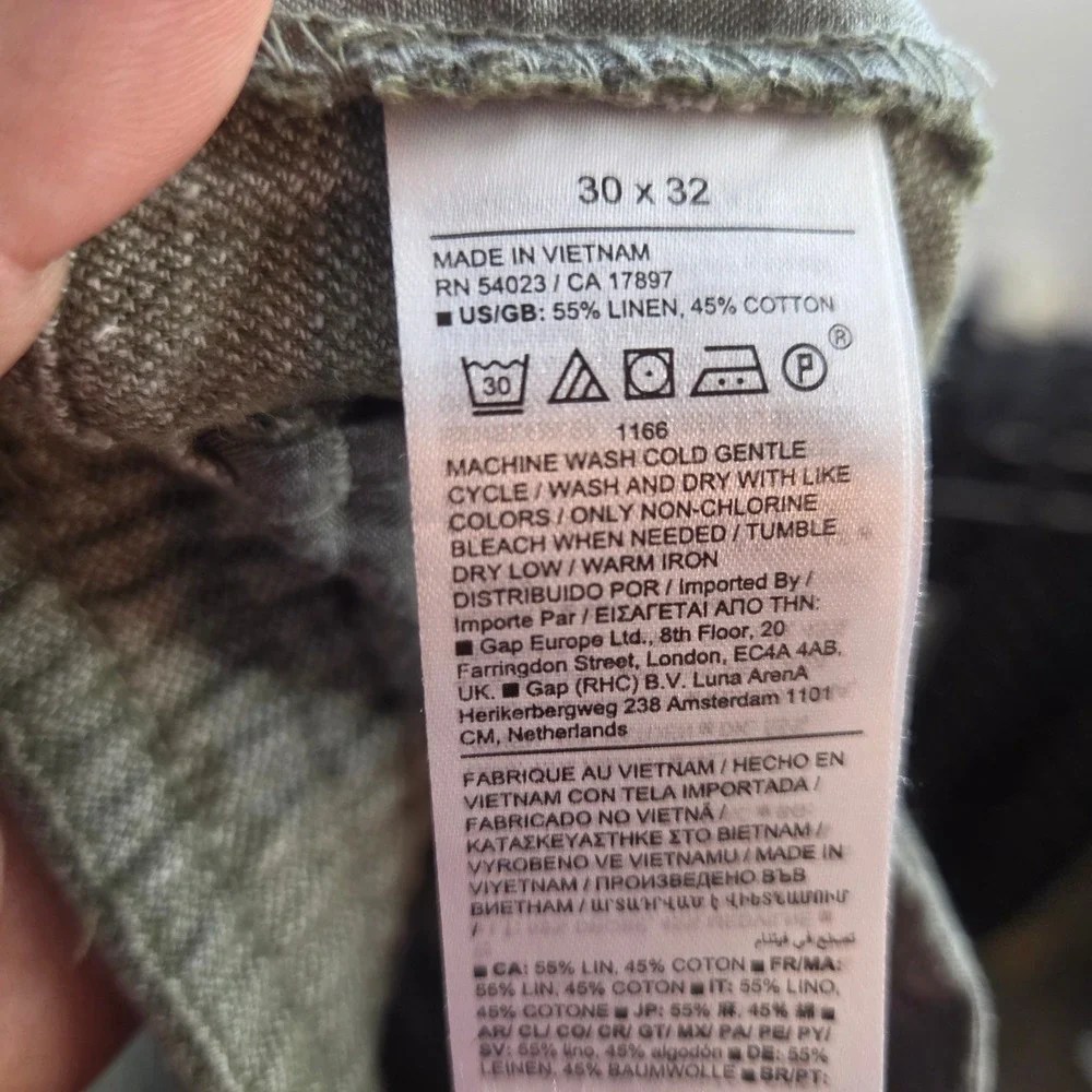 Banana Republic Athletic Fit Linen Cotton Pants Mens 30x32 Olive Green Tapered